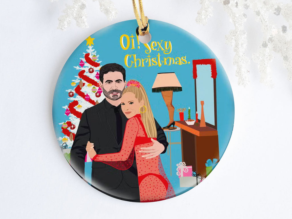 Oi Sexy Christmas Keeley and Roy Porcelain Ornament