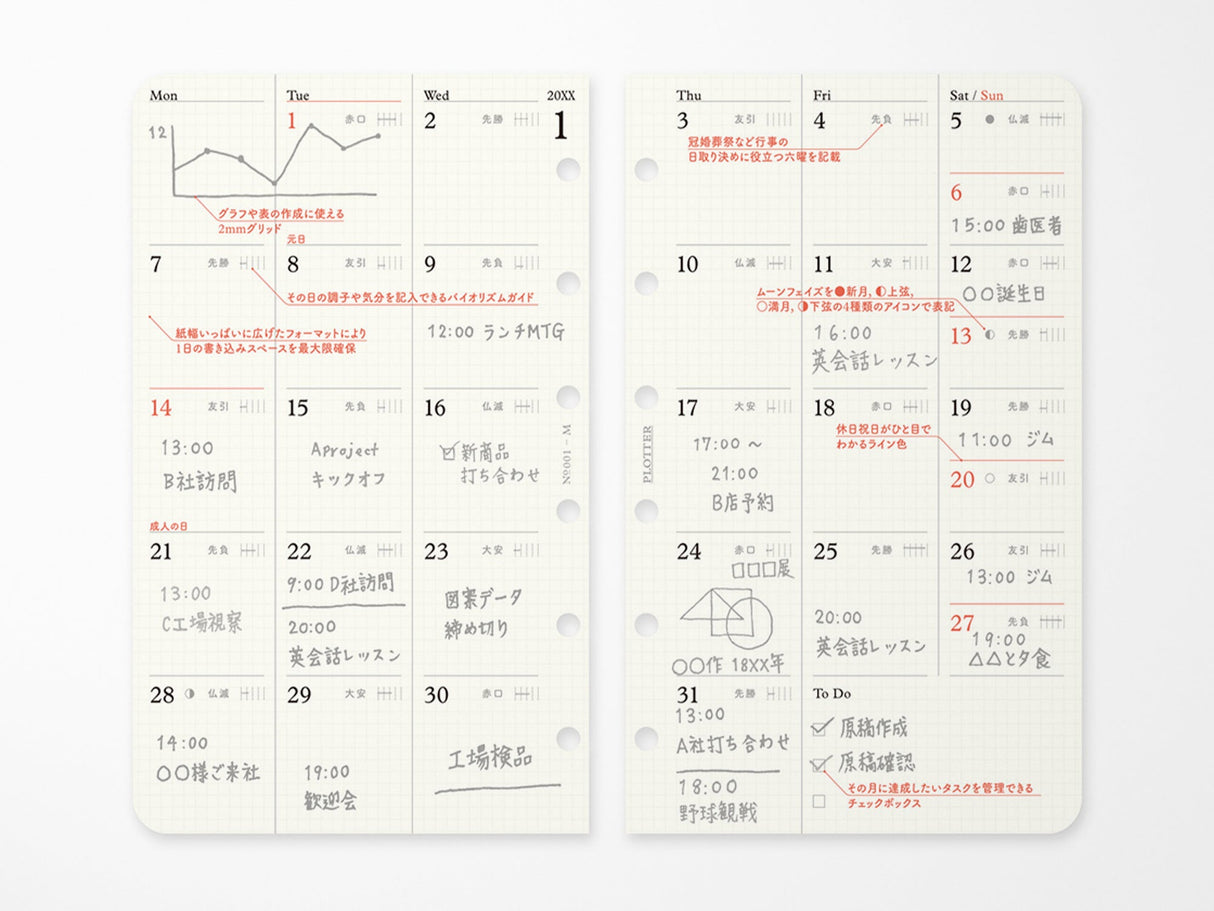 PLOTTER Refill Monthly Schedule Refill 2026 - Mini Size
