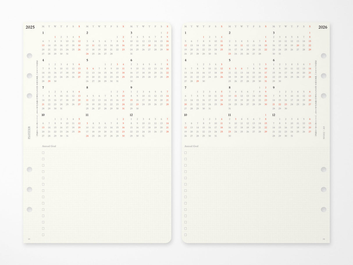 PLOTTER Refill Weekly Schedule Refill 2026 - A5 Size