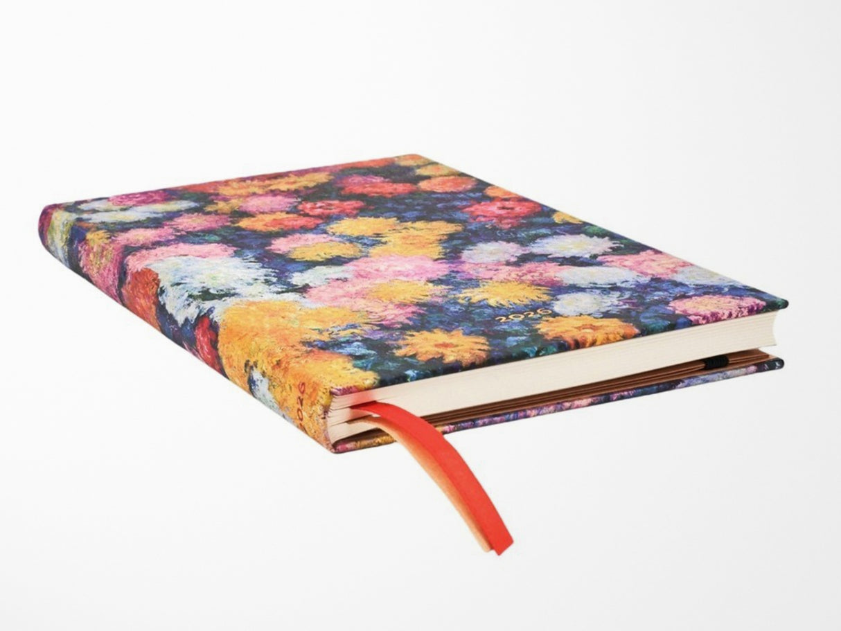 Paperblanks 2026 Weekly Planner Maxi Horizontal - Monet's Chrysanthemums