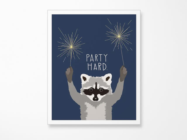 Party Hard Raccoon Vinyl Sticker