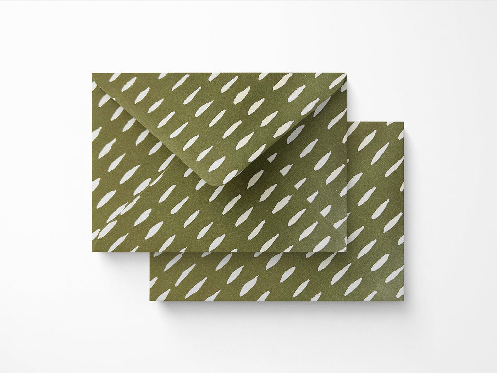 Patterned Envelopes Set of 10 - Seed Olive Green