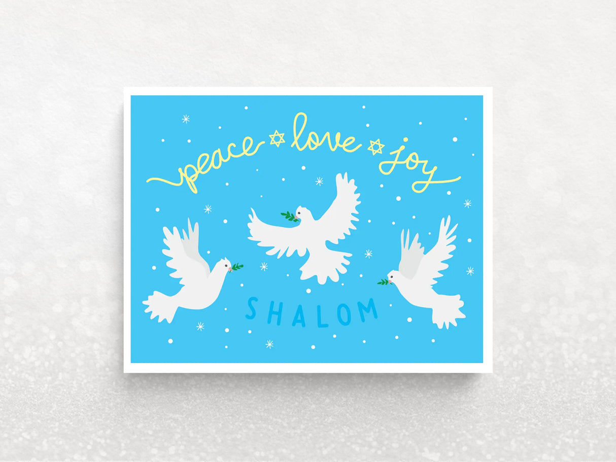 Peace Love Joy Shalom Holiday Greeting Cards, Box of 8