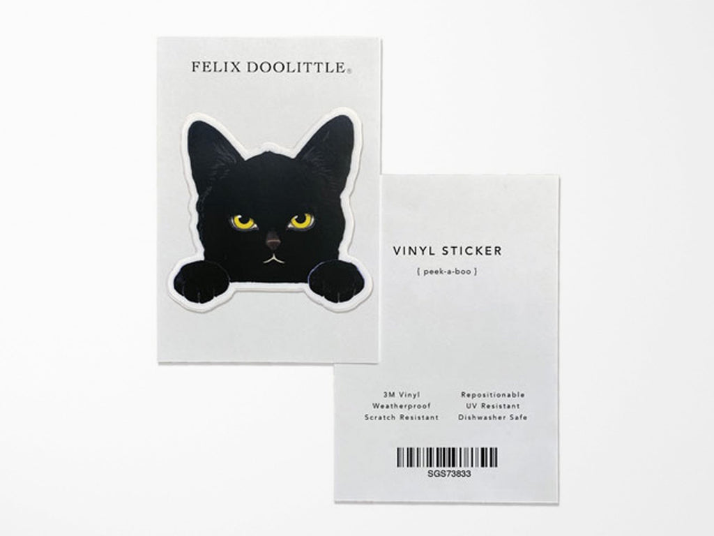 Peek-A-Boo Black Cat Vinyl Sticker