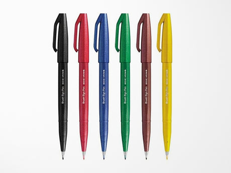 Pentel Sign Pen Brush - Set of 6 Basic Colors