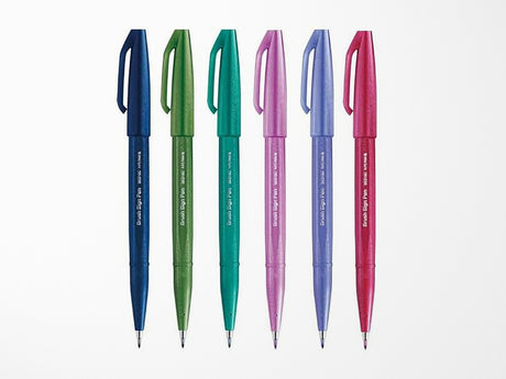 Pentel Sign Pen Brush - Set of 6 Dark Pastels