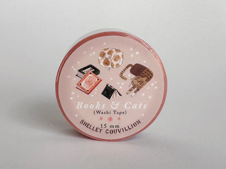 Pink Cats & Books Washi Tape