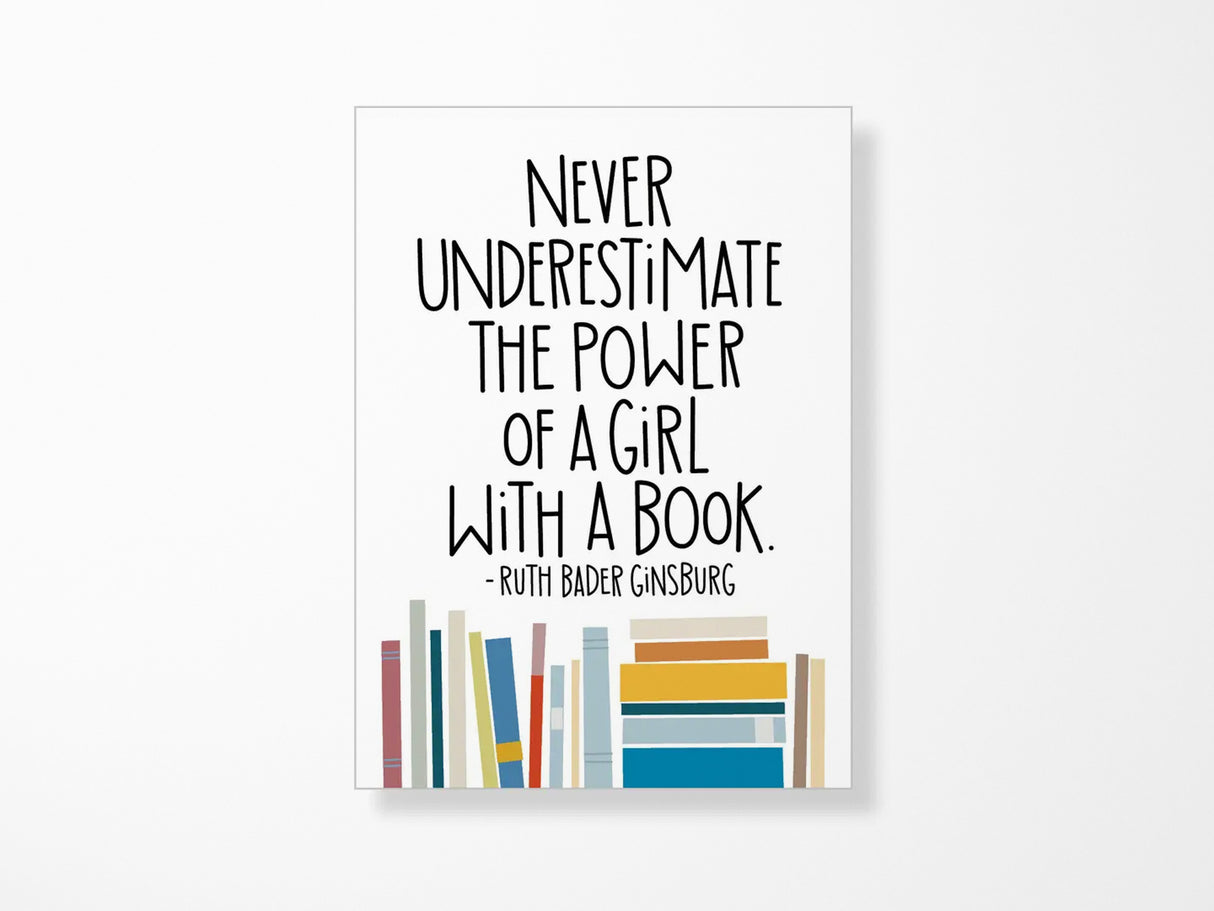 RBG Girl With a Book Quote Magnet