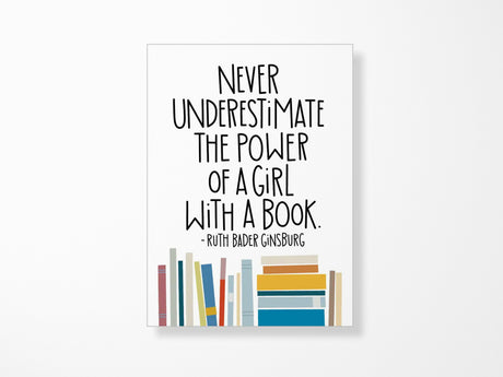 RBG Girl With a Book Quote Magnet