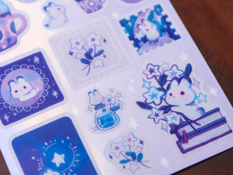Rabbit and Shooting Stars Sticker Sheet