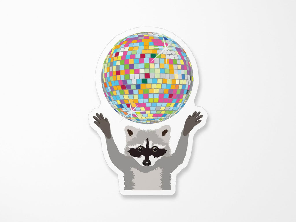 Racoon with Mirrorball Vinyl Sticker