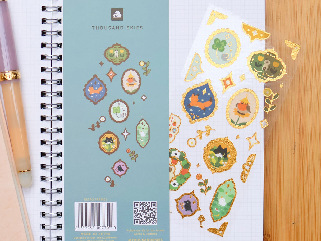 Retro Frames Gold Foil Sticker Sheet