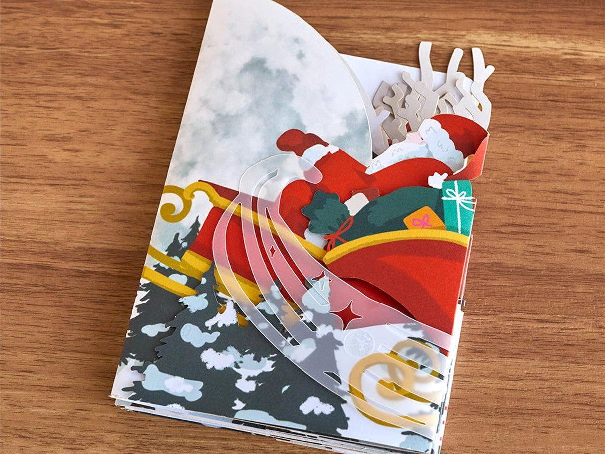 Santa Sleigh Ride Loooooong Holiday Pop-Up Card