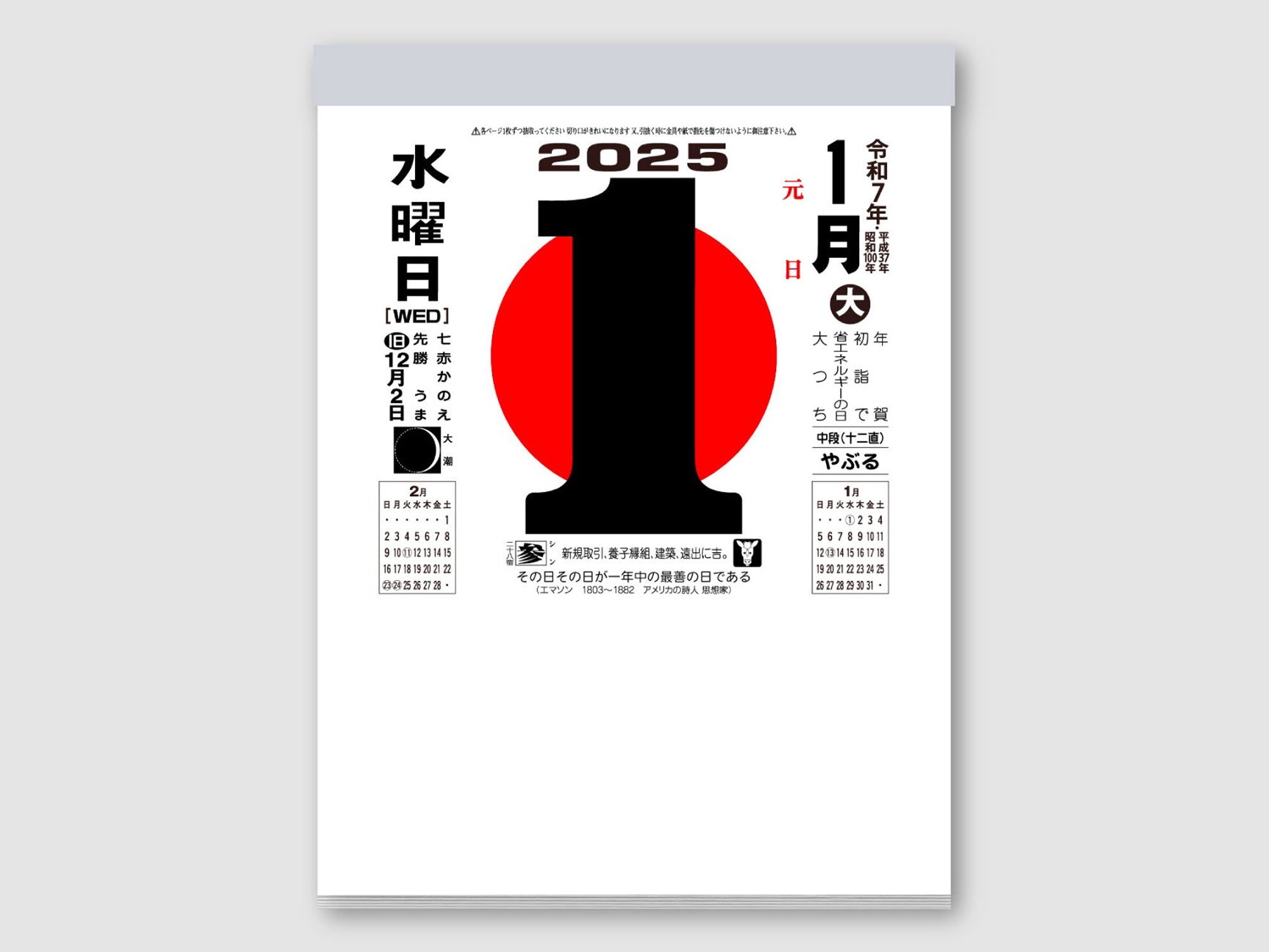 Shin Nippon Daily Tear Off Wall Calendar 2025 Jenni Bick Custom Journals