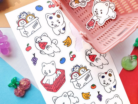 Shopping Shiba Sticker Sheet