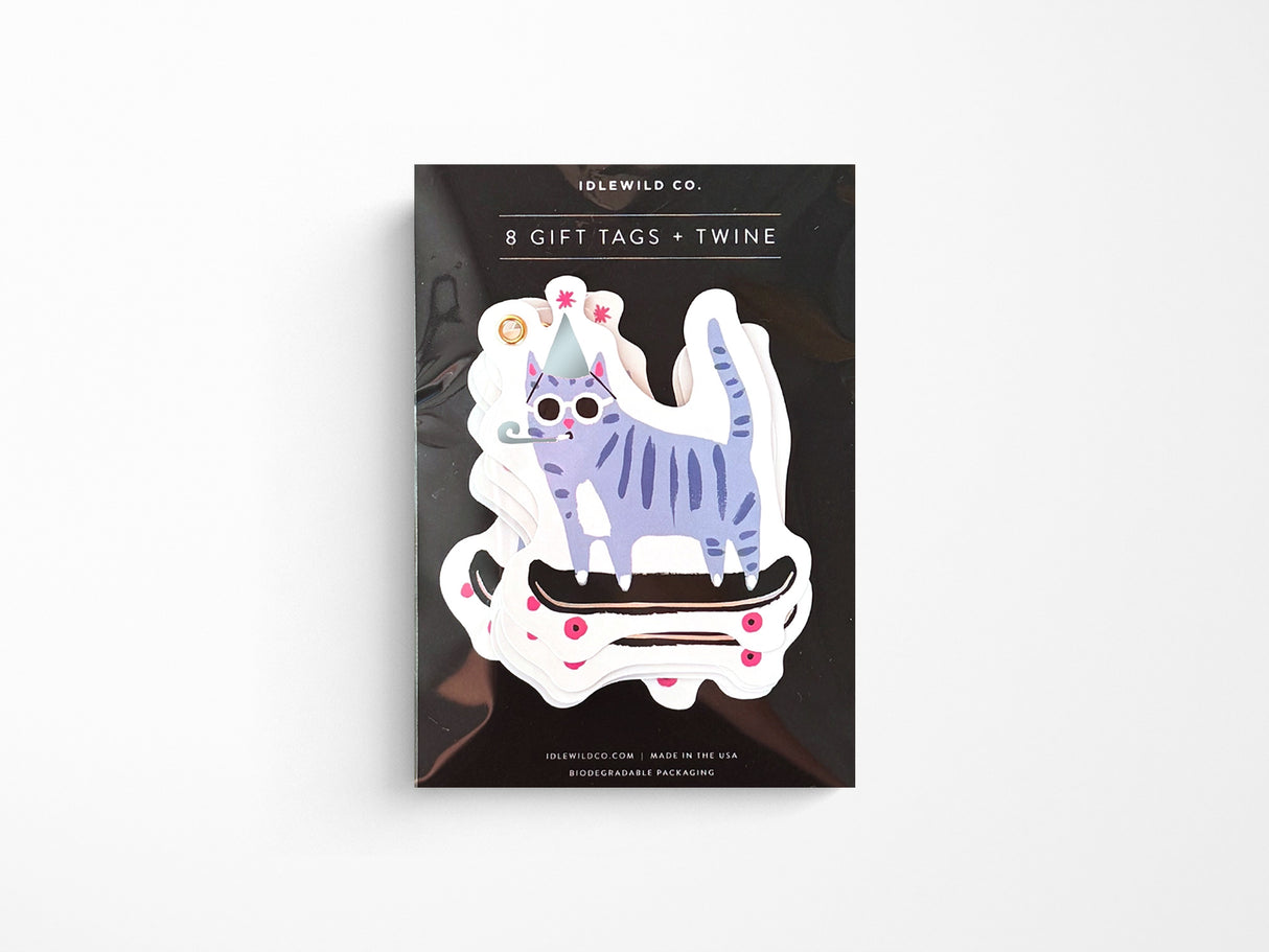 Skater Cat Diecut Gift Tags