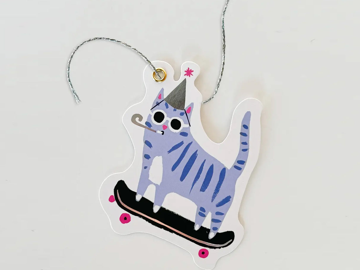 Skater Cat Diecut Gift Tags