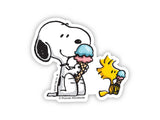 Snoopy And Woodstock Eating Ice Cream Vinyl Sticker