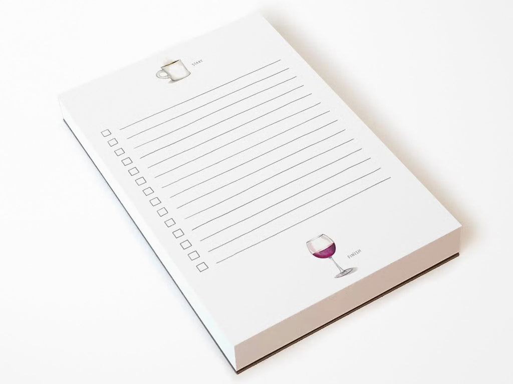 Start and Finish Coffee and Wine Notepad