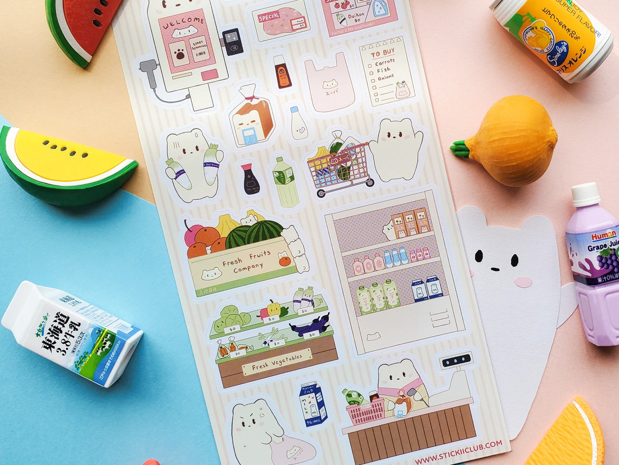 Supermarket Bears Sticker Sheet