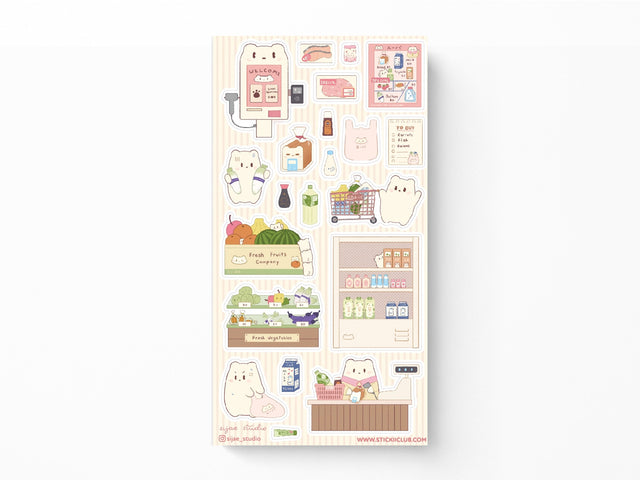 Supermarket Bears Sticker Sheet