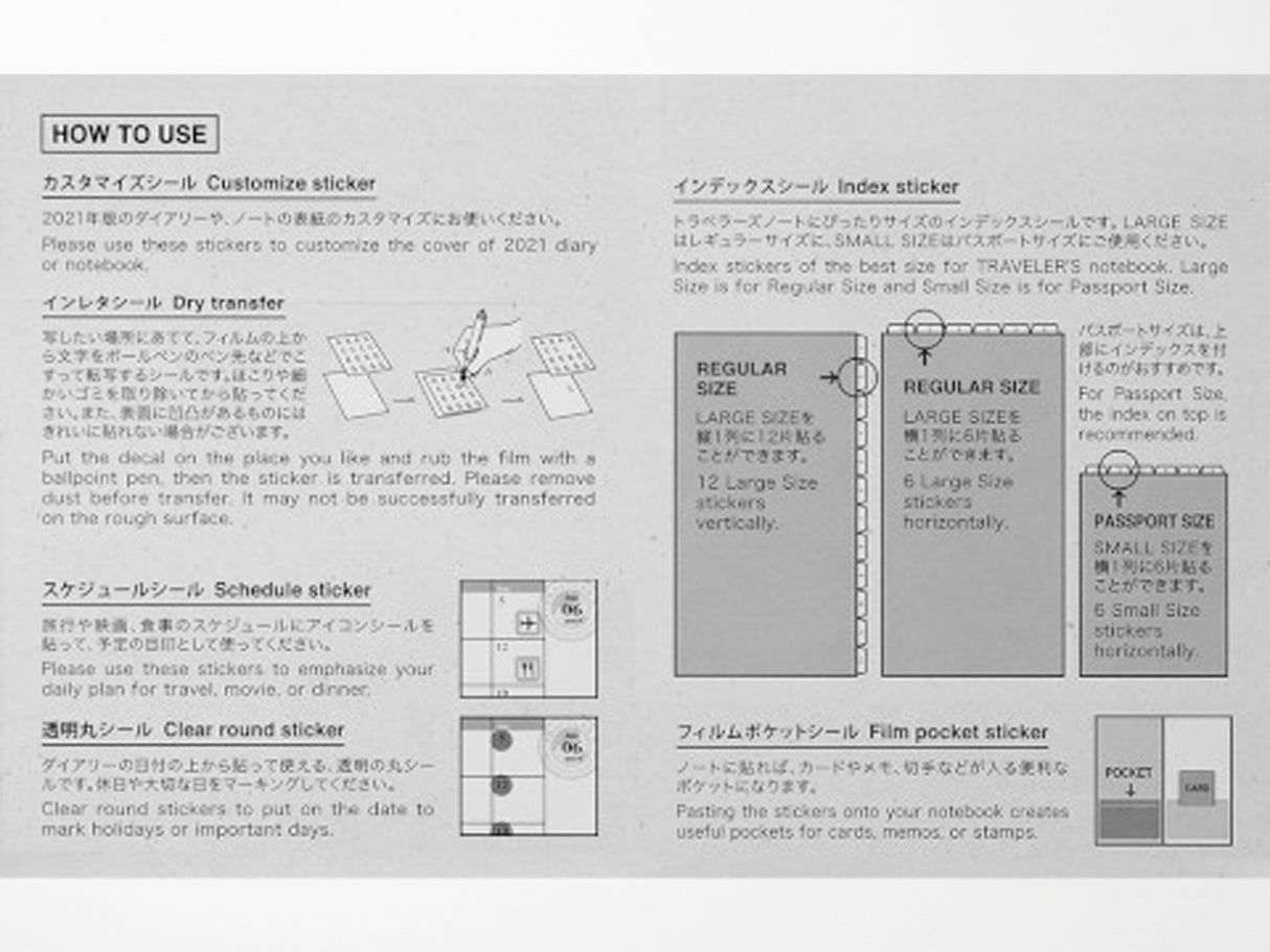 TRAVELER'S Notebook 2026 Customized Sticker Set For Diary
