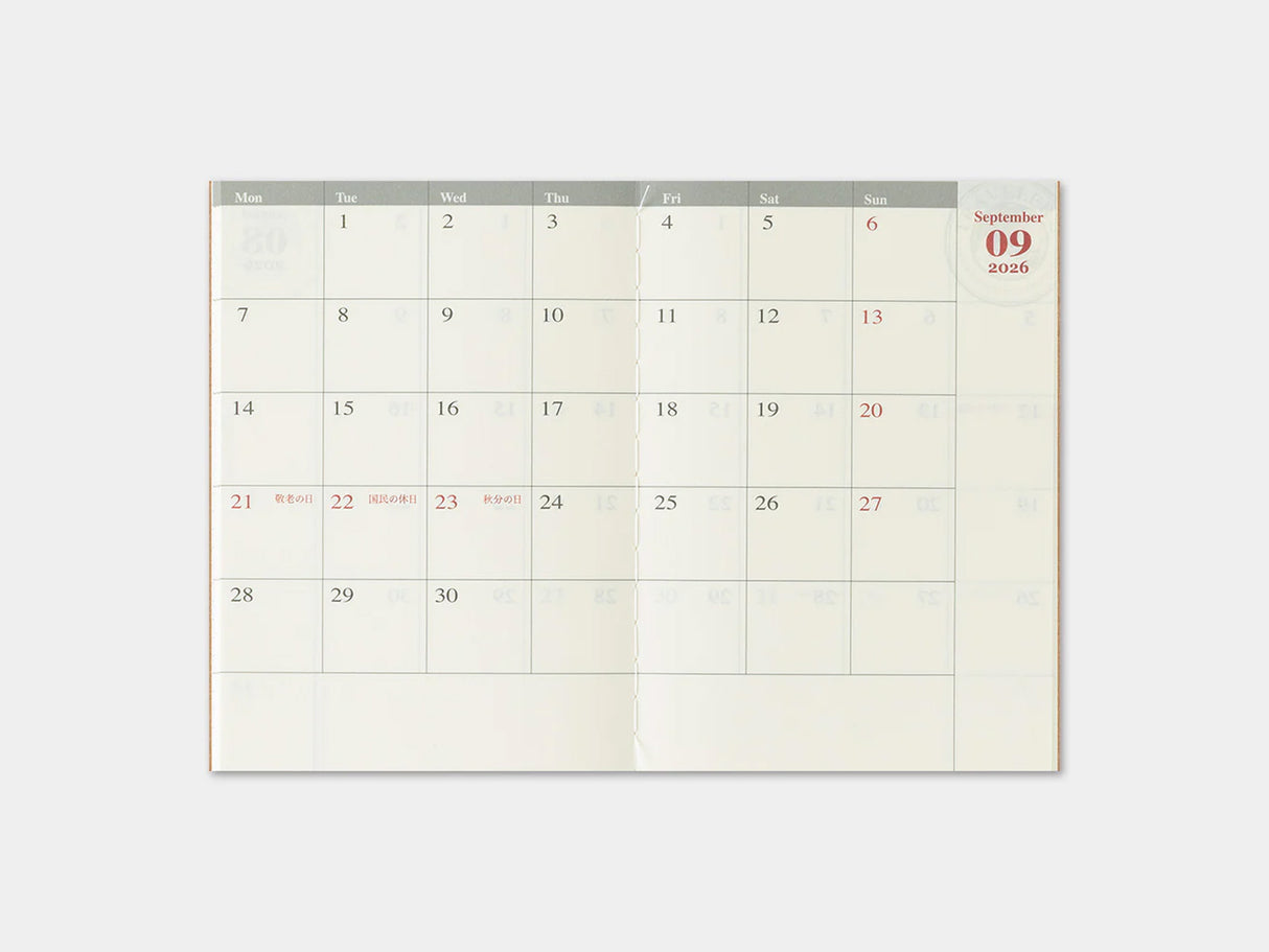 TRAVELER'S Notebook 2026 Monthly - Passport Size