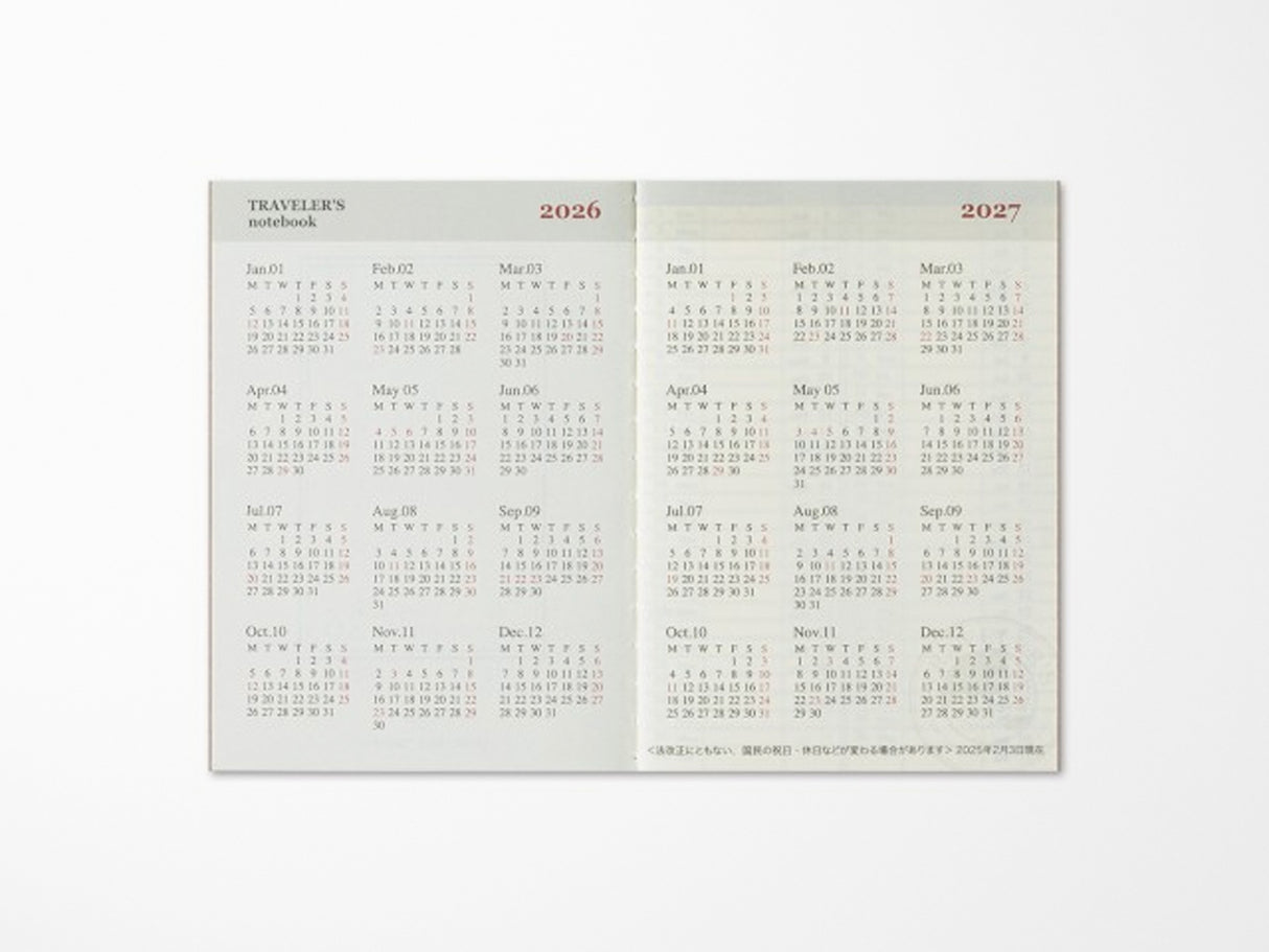 TRAVELER'S Notebook 2026 Weekly + Memo - Passport Size