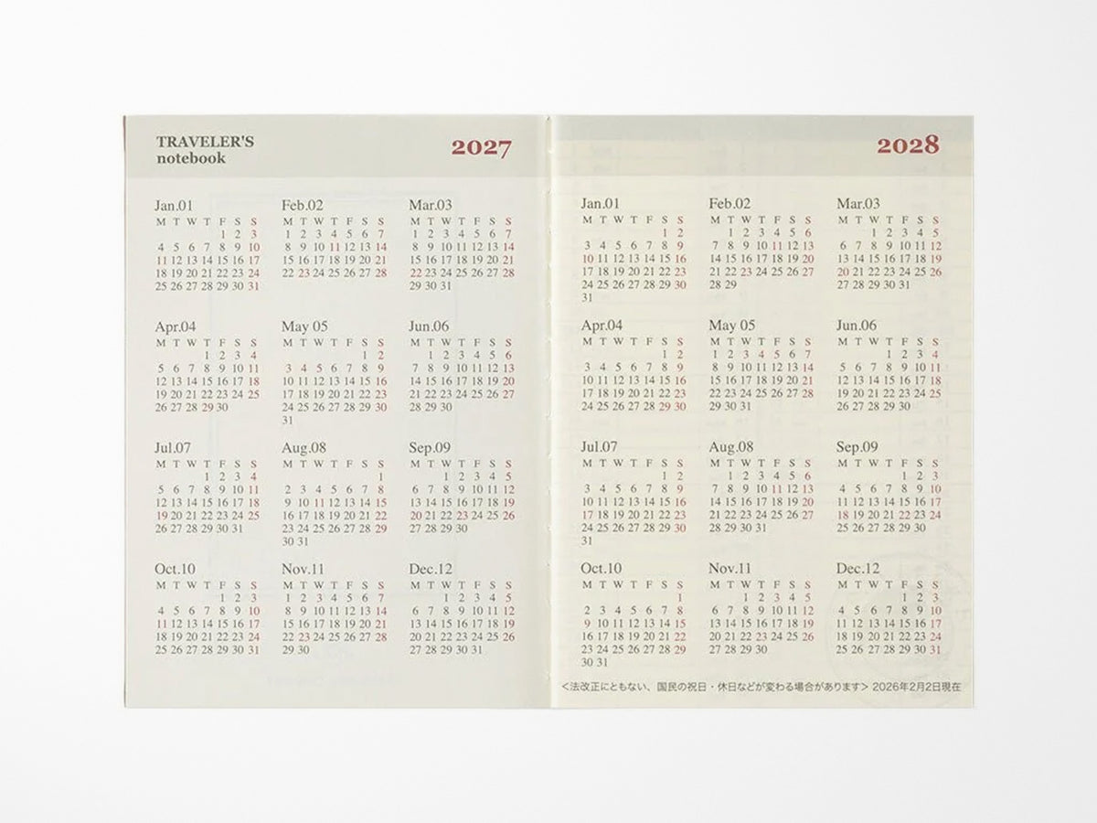 TRAVELER'S Notebook 2027 Monthly - Passport Size