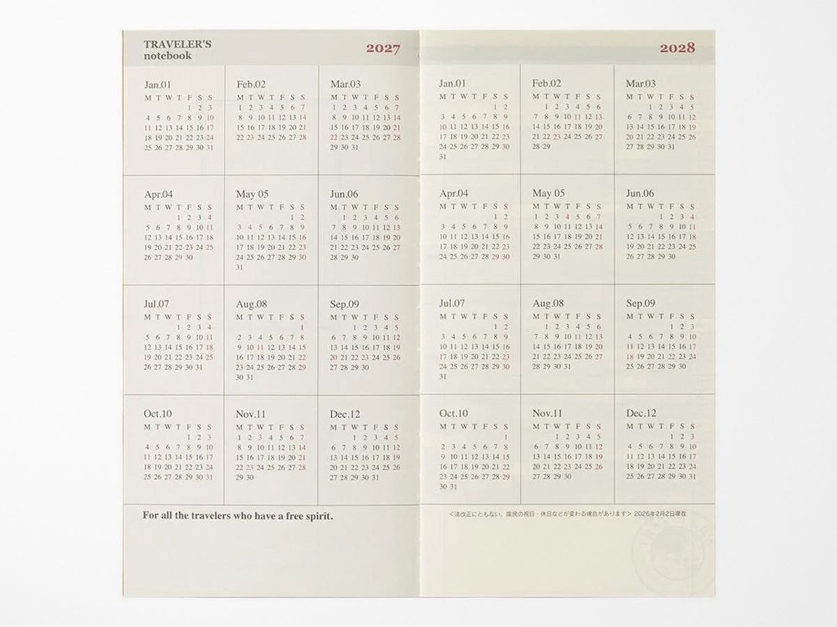 TRAVELER'S Notebook 2027 Weekly Vertical - Regular Size