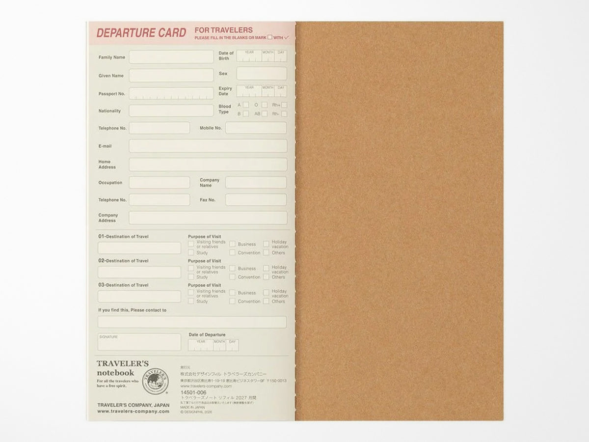 TRAVELER'S Notebook 2027 Weekly Vertical - Regular Size