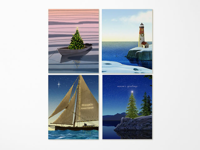 Tidings By The Sea Holiday Greeting Cards, Box of 8 Assorted