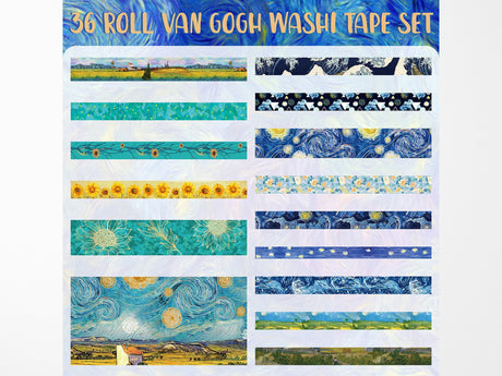 Van Gogh Washi Tape Set of 36 Rolls