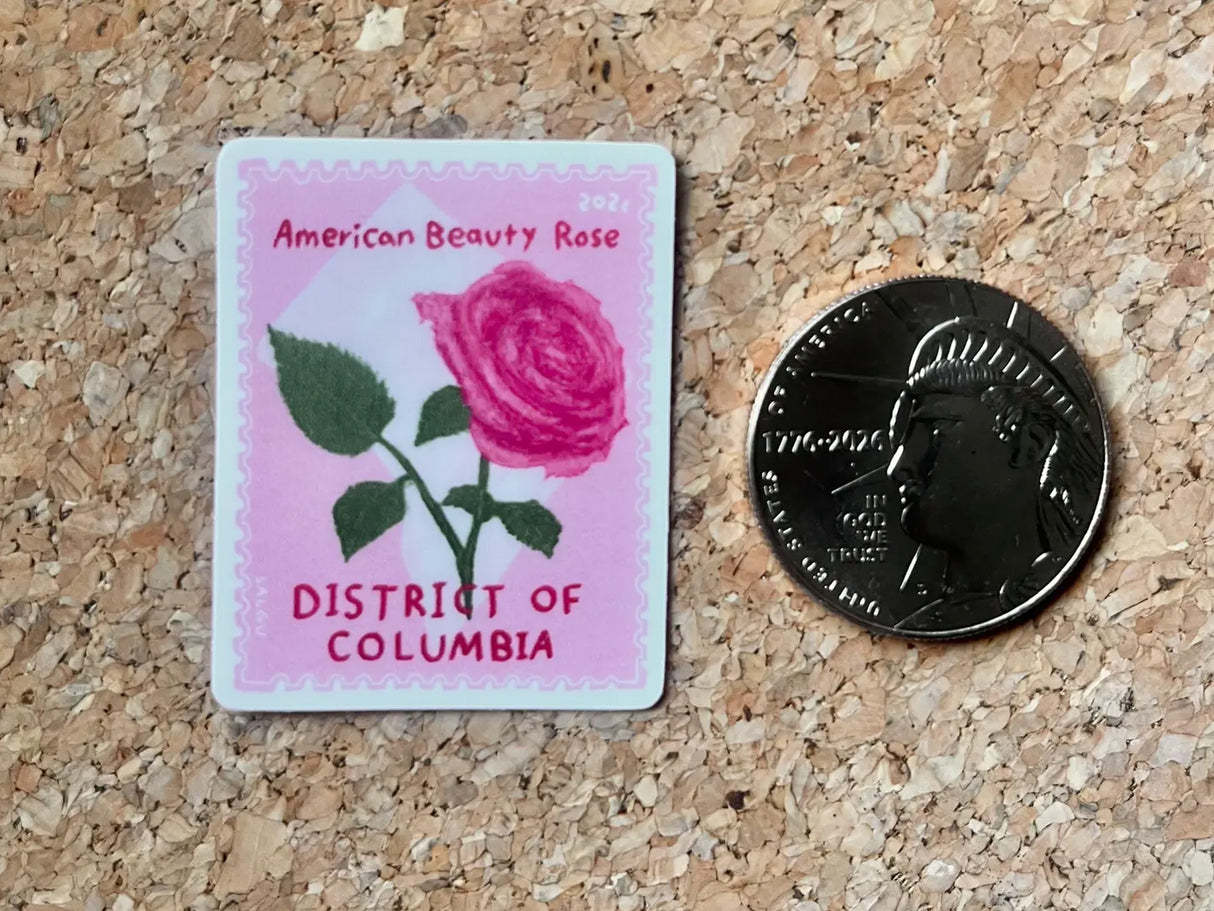 Washington DC National Flower - American Beauty Rose Vinyl Sticker