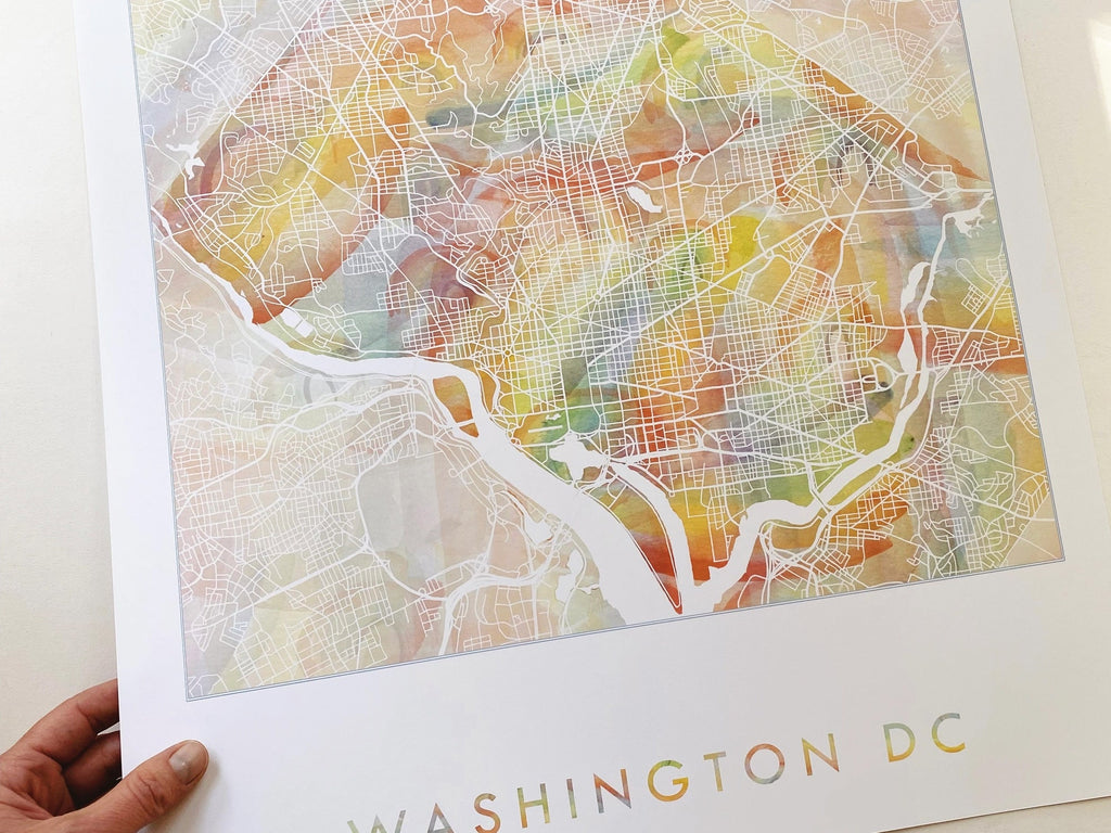 Washington DC Pride Rainbow Watercolor Map