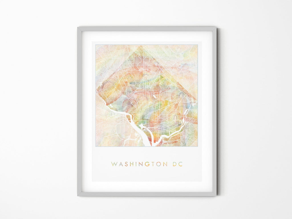Washington DC Pride Rainbow Watercolor Map