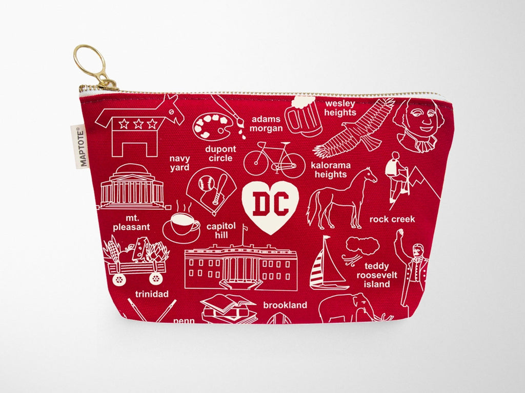 Washington DC Zipped Pouch - Red