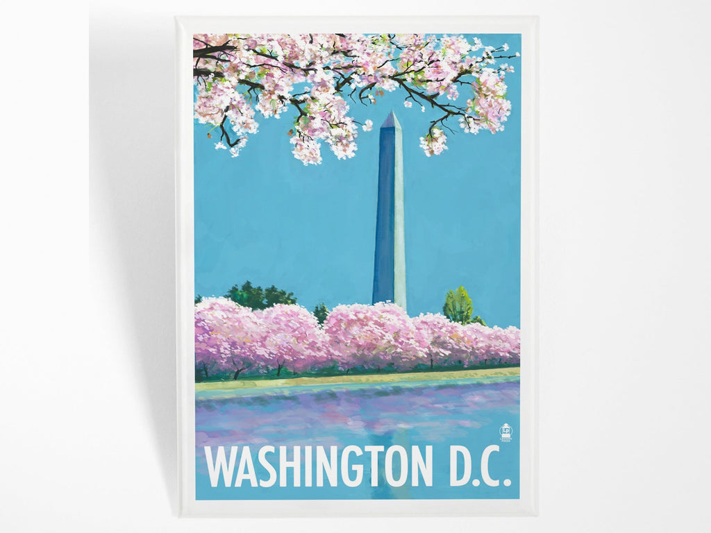 Washington Monument Watercolor Cherry Blossoms Magnet
