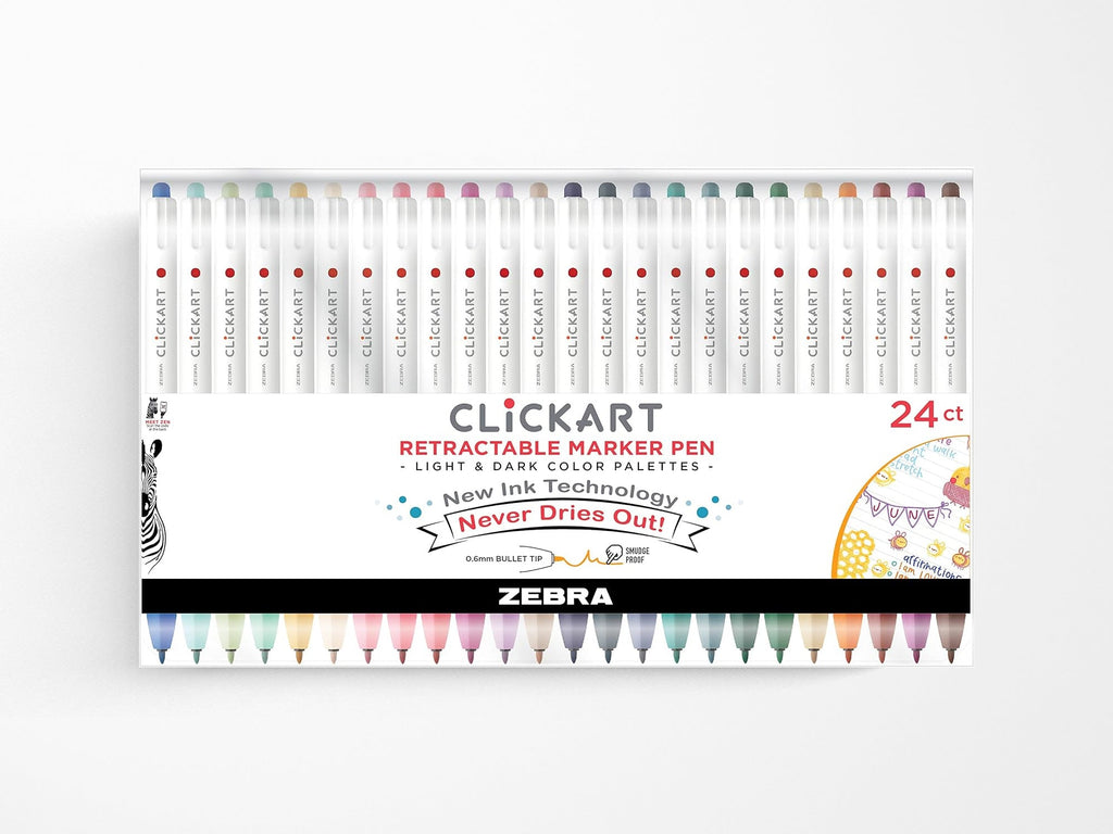 Zebra ClickArt Retractable Marker Pens Set of 24