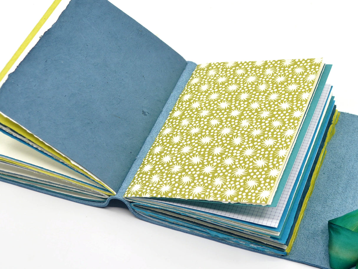 Blue Water Lily One of a Kind Leather Journal