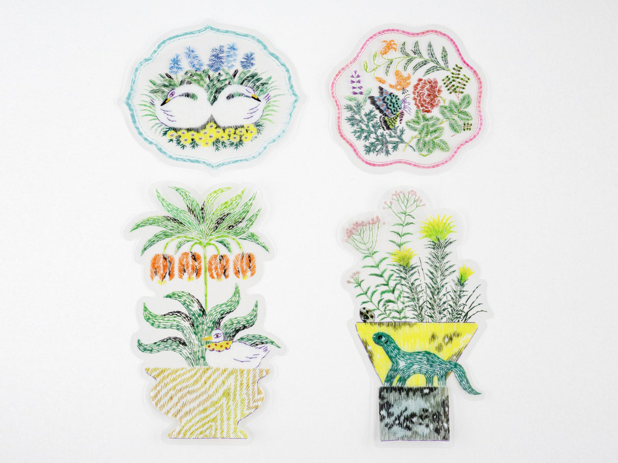 iyo okumi Transparent Embroidery Sticker Set - My Garden