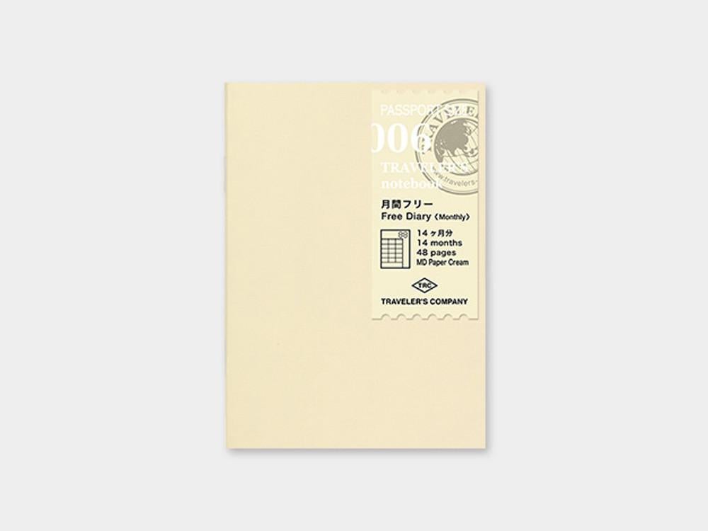 006 Free Diary Monthly Refill TRAVELER'S Notebook - Passport Size