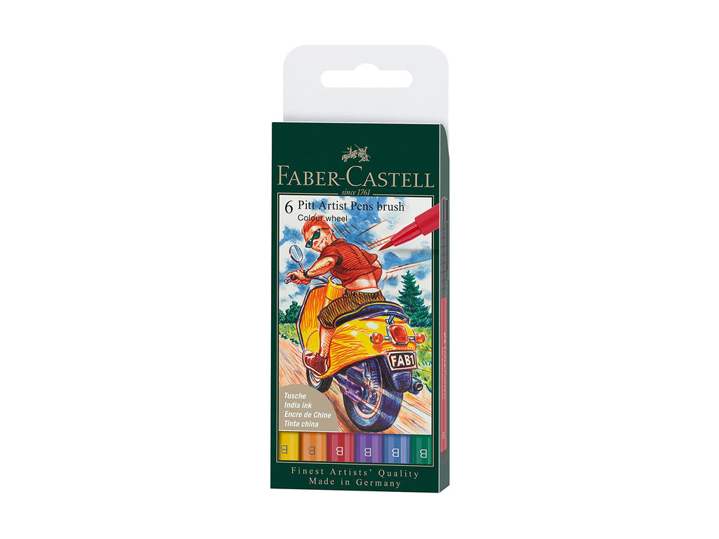 6 Faber Castell Pitt Artist Pen Wallet - Color Wheel