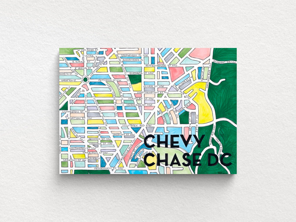 Chevy Chase Art Map Greeting Card