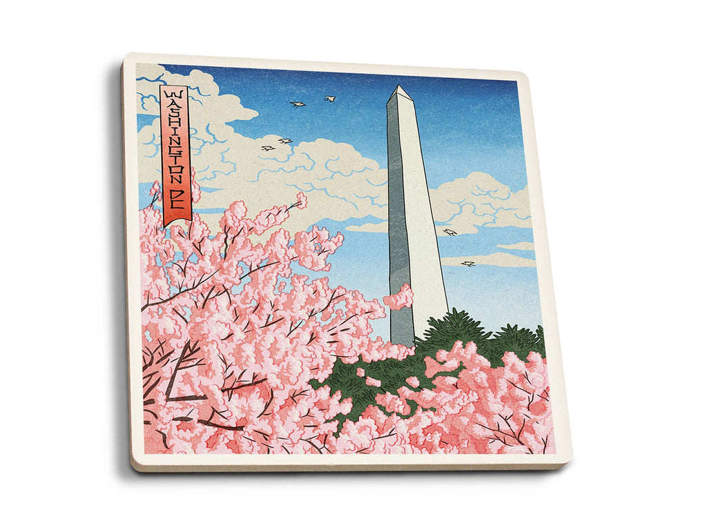 Coaster Washington Monument Cherry Blossoms