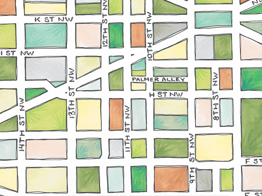 Downtown DC Art Map Greeting Card