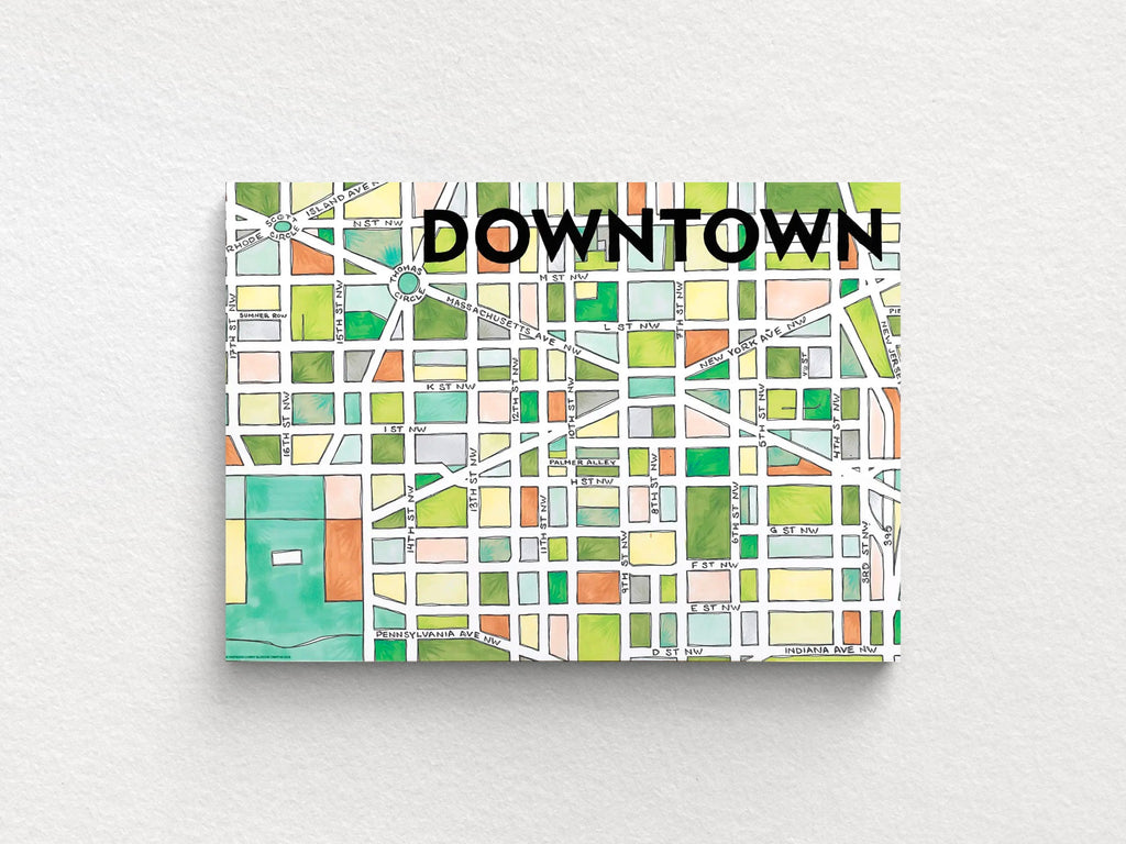 Downtown DC Art Map Greeting Card
