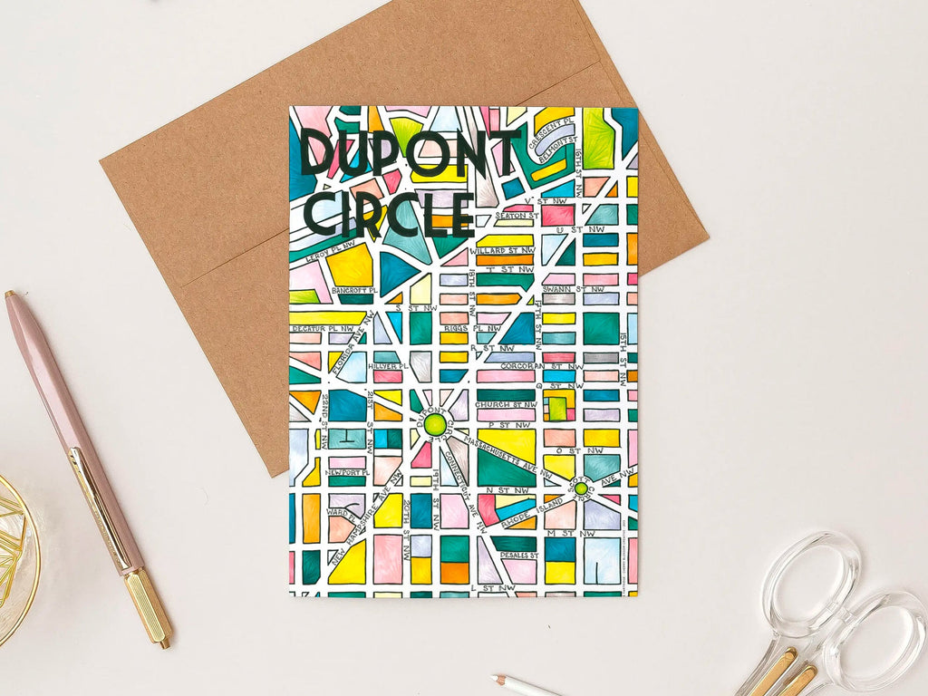 Dupont Circle Art Map Greeting Card