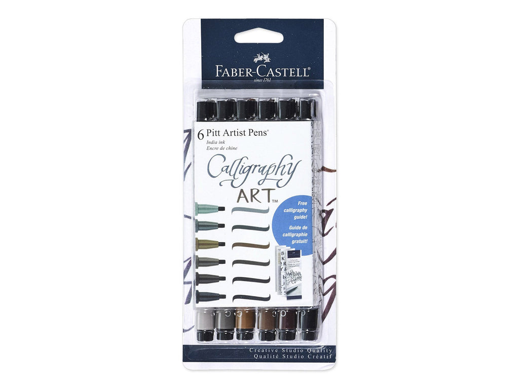 Faber Castell Pitt Calligraphy Pens, Set of 6 Neutrals
