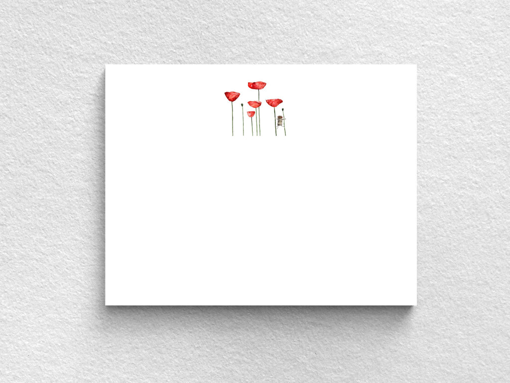 Little Mouse in the Poppies Flat Notecards Set of 10